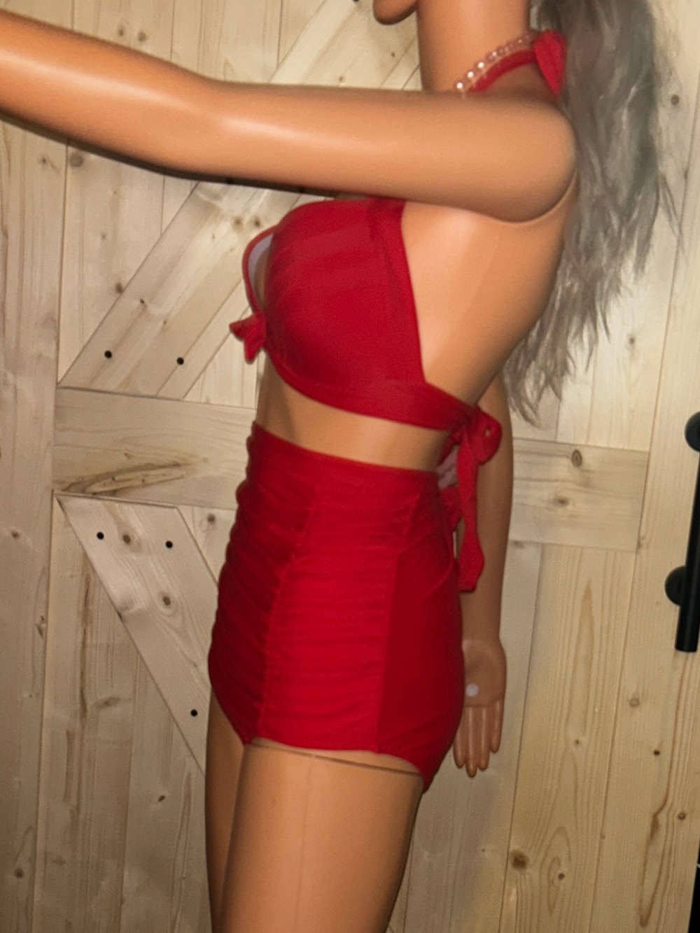 COCOSHIP Bold Red High Waisted Bikini - Picture 2 of 4
